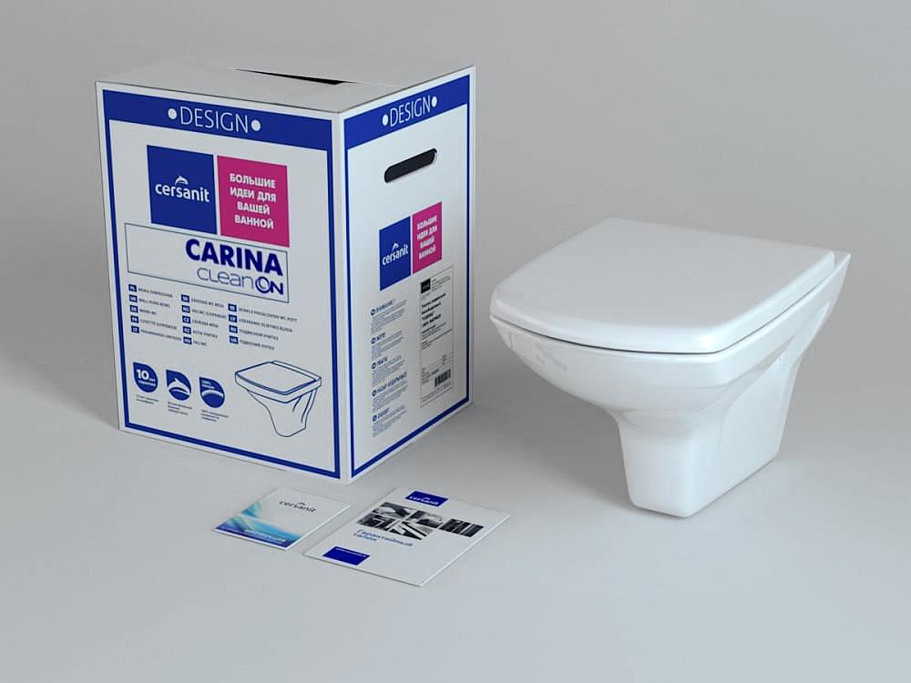 Комплект инсталляции и унитаза Cersanit Carina New Clean On + Link Pro + кнопка Pilot