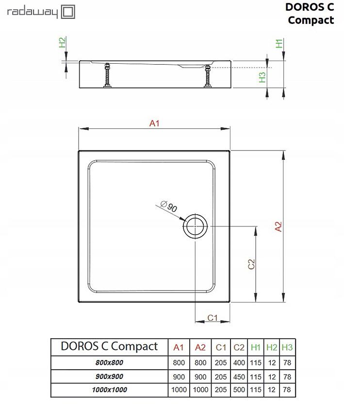 Душевой поддон Radaway Doros C Compact 90х90