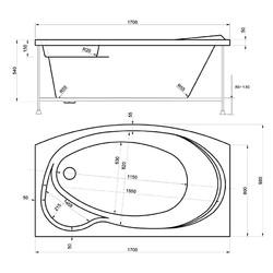 Акриловая ванна BAS ЛИБЕРА 170х100, с каркасом