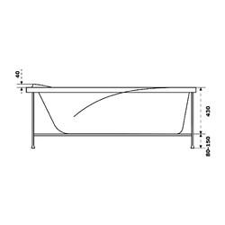 Акриловая ванна BAS КВАРТА 180х80, с каркасом