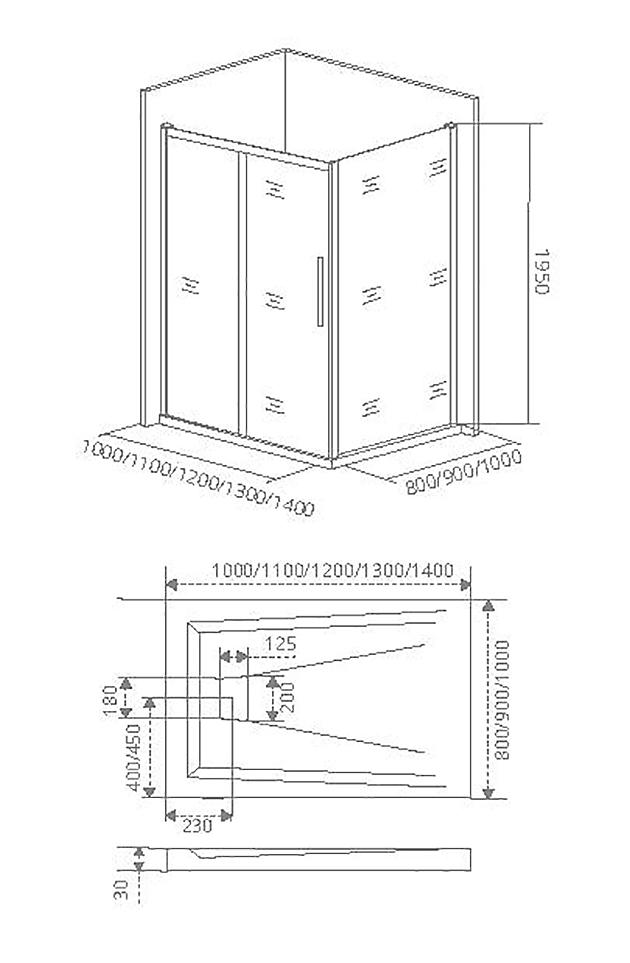 Душевой уголок Good Door IDEA WTW+SP Black 110x90