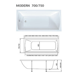 Акриловая ванна 1Marka MODERN 120х70