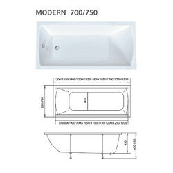 Акриловая ванна 1Marka MODERN 130х70