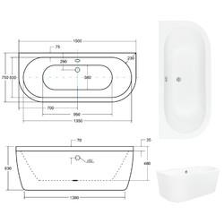 Ванна Besco Vista 150х75