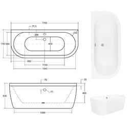 Ванна Besco Vista 170х75