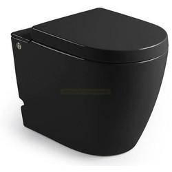 Приставной унитаз Cerutti Barbaria Black B-376B/B 35x60 с импульсным смывом SoftClose черный