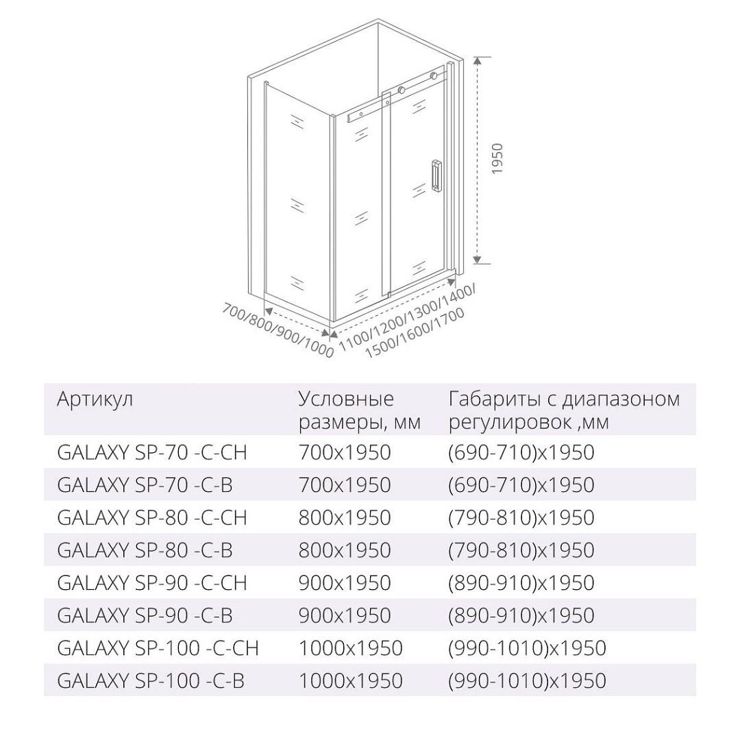 Душевой уголок Good Door Galaxy WTW-B+SP-B 160x70