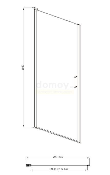 Душевая дверь Adema НАП -80 прозрачная