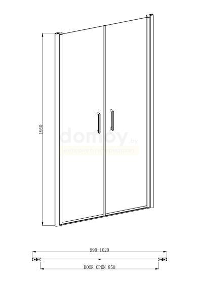 Душевая дверь Adema НАП ДУО-100 прозрачная