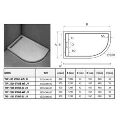 Душевой поддон Welt-Wasser TRR 12090 STONE-WT L