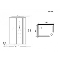 Душевая кабина с гидромассажем Niagara Ultra NG-303-01L 120х80