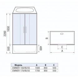 Душевая кабина с ванной Welt-Wasser EMMER 170/85/55-2 170х85