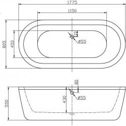 Акриловая ванна Belbagno BB12-1775 177,5х80,5