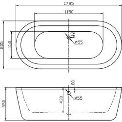 Акриловая ванна Belbagno BB12-1785 179х84