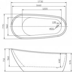 Акриловая ванна Belbagno BB15 173х77