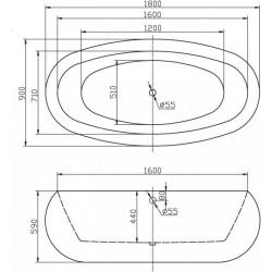 Акриловая ванна Belbagno BB18-NERO/BIA 180х90