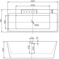 Акриловая ванна Belbagno BB19-NERO/BIA 181х81