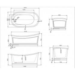 Акриловая ванна Belbagno BB32-CF36 167,6х90