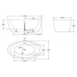 Акриловая ванна Belbagno BB67-1700 170х90