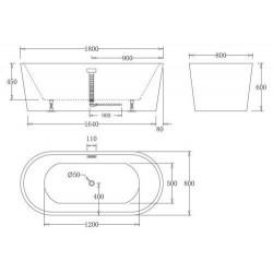 Акриловая ванна Belbagno BB71-1800-NERO 180х80