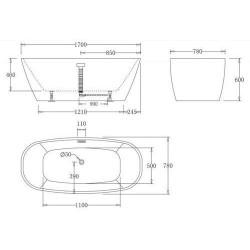 Акриловая ванна Belbagno BB72-1700 170х78