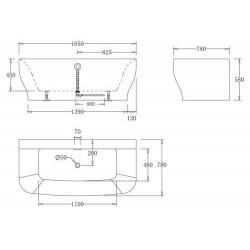 Акриловая ванна Belbagno BB74-NERO-W0 165х78