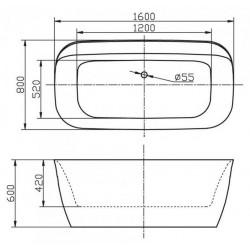 Акриловая ванна Belbagno BB303 160х80