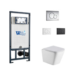 Комплект инсталляции WeltWasser Marberg 507 RD с кнопкой хром и унитазом Gelbach 004 GL-WT