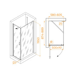 Душевой уголок RGW Leipzig LE-034 (LE-003 + Z-14) 60х90