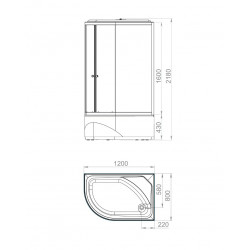 Душевая кабина Domani-Spa Delight Slim 128 high R 120х80 тонированная/чёрная