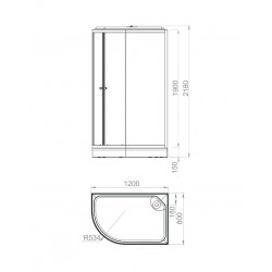 Душевая кабина Domani-Spa Delight Slim 128 R 120х80 тонированная/чёрная