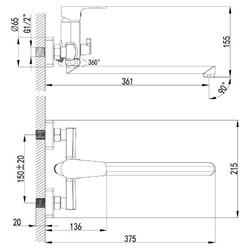 Смеситель для ванны Lemark plus FACTOR LM1651C