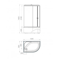Душевая кабина Domani-Spa Delight Slim 128 high L 120х80 сатин-матированная/белая