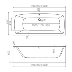 Акриловая ванна Domani-Spa Clarity 170х75