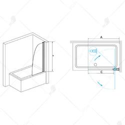 Душевая шторка для ванны RGW SC-36 90Х150 стекло матовое