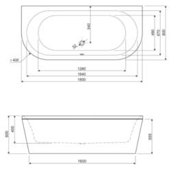 Акриловая ванна Cezares METAURO-wall-180-80-40