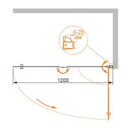 Душевая шторка для ванны Cezares VERONA-W-V-21-120-P-Cr-L