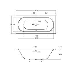 Акриловая ванна Besco Vitae Slim 180х80
