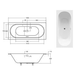 Акриловая ванна Besco Vitae Slim+ 160х75