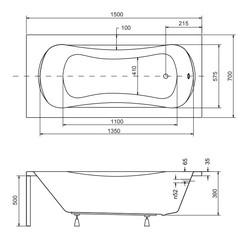 Акриловая ванна Besco Aria  Plus 150x70