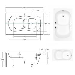 Акриловая ванна Besco Aria Rehab 120x70