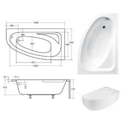 Акриловая ванна Besco Cornea Comfort R 140х80