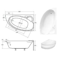 Акриловая ванна Besco Finezja Nova R 140х95