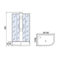 Душевая кабина МОНОМАХ Б/К 100/80/44 МЗ L