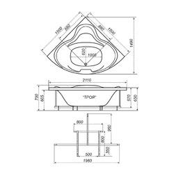 Акриловая ванна Triton Троя Экстра 150х150, в комплекте с ножками