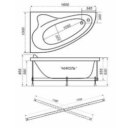 Акриловая ванна Triton Николь 160х100 R, с каркасом