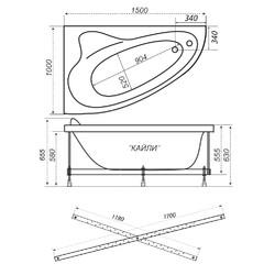 Акриловая ванна Triton Кайли 150х100 L, с каркасом