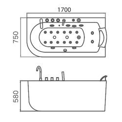 Гидромассажная ванна Gemy G9261-1.7 R 170х75