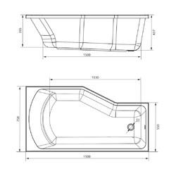 Акриловая ванна 1Marka Convey 150x75 R