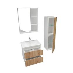 Тумба подвесная Grossman ИНЛАЙН-60 (белая/дуб сонома), с раковиной Фостер-60